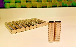 20 Neodymium Cylinder Disc Magnets. Super strong N42 Rare Earth. 3/8" × 1/8" - Picture 1 of 5