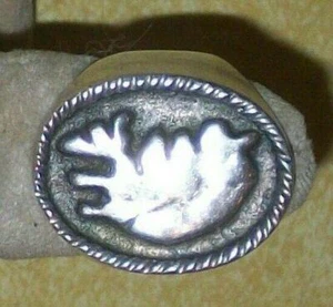 VECCHIA MONETA ARGENTO 828 ANELLO CON SIGILLO GIOIELLI ISLANDIA JON DALMANNSSON JD FOLK ART MCM - Foto 1 di 8