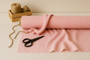 Pink Lace Linen Blend Fabric by the Yard – Material for Sewing, Crafts & Décor - Picture 1 of 10