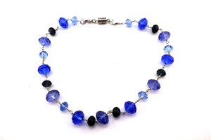 Saphir blau Kristall Glasperlen Choker Halskette, gebraucht - Bild 1 von 5