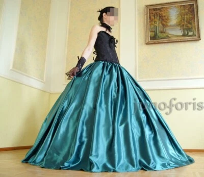 ☆ Ballrock Satinrock für Ballkleid Hochzeit Krinoline Saum 4,5 m Petrol Tiefsee☆ - Bild 1 von 4