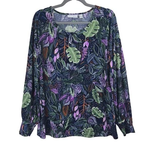 Camicetta pop over donna Susan Graver grande floreale tropicale abbigliamento resort vacanze - Foto 1 di 8