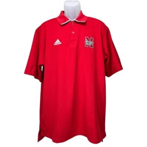 Adidas Nebraska Huskers Men's Large Red Short Sleeve Polo Shirt - Picture 1 of 7