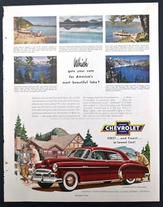 1951 CHEVROLET Styleline De Luxe 4 porte berlina rossa auto d'epoca STAMPA ANNUNCIO U.S Lakes - Foto 1 di 1