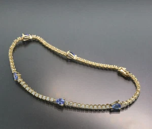 Tansanit Brillant Armband 2,50 carat 750er Gelbgold Wert 6240 Euro Neu - Picture 1 of 4
