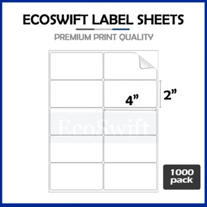 (10000) 4 x 2 EcoSwift Laser/Ink Address Shipping Adhesive Labels 10 per sheet - Picture 1 of 5
