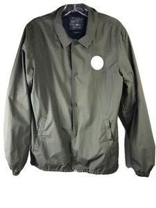 Jack and Jones Originals Mens Small Windbreaker Snap Front Jacket Olive Green - Picture 1 of 7
