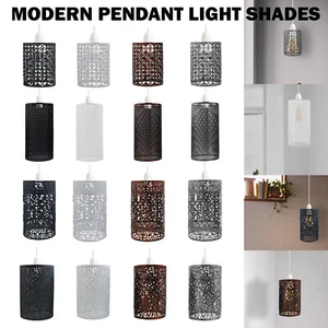 METALL TROMMELKÄFIG LAMPENSCHIRM HÄNGE PENDELLEUCHTE SCHIRM DECKE EINFACHE MONTAGE B22/E27 - Bild 1 von 90