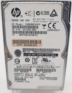 HP 653957-001 600GB 10K 2.5 SFF SAS Drive only Gen9 G8 9 641552-003 EG0600FBVFP - Afbeelding 1 van 1