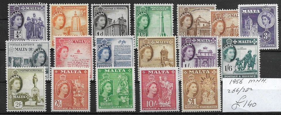 BRITISH MALTA @ 1956  SG.266/282 DEFINITIVES MNH NICE PRICED    @ Mal.33 Foto 1 de 1