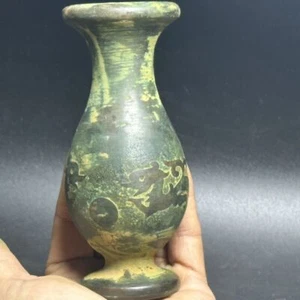 Antik Stil Jade Vase geschnitzt Xiuyu Zwilling Drache Perle Ornament Sammlerstück - Bild 1 von 5