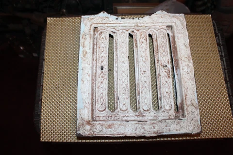 Antique Victorian Register Heating Grate Vent #14 Cast Iron Gothic Rectangular Cover