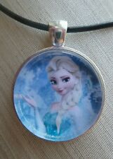 ** ELSA ** Disney's Frozen. Glass Pendant with Leather Necklace