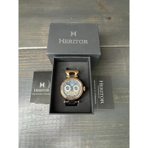 Heritor Automatic Ganzi Semi-Skeleton Leather Band Black/Rose Gold Men’s Watch  - Picture 1 of 6