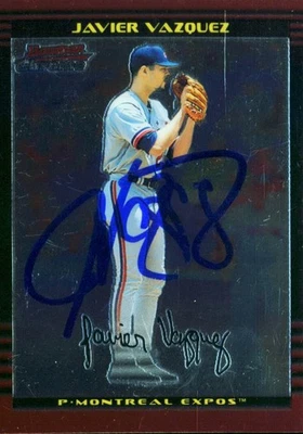 Expos Javier Vazquez Authentic Signed Card 2002 Bowman Chrome RC #107 w/ COA - Image 1 of 3