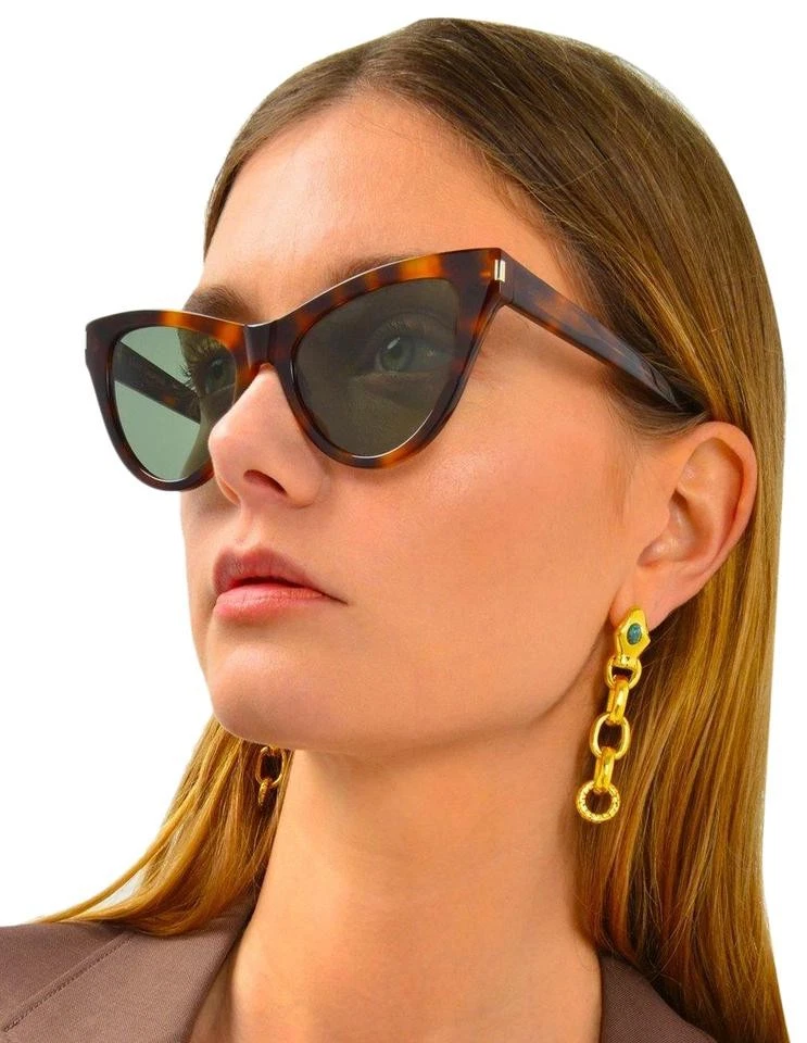 Saint Laurent YSL Sl425 003 Brown Green Cat Eye Angular Sunglasses 425 54mm