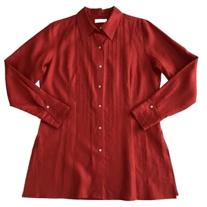 Valerie Separates Womens Linen Preppy Career Classic Academia Tunic Top Size L - Picture 1 of 8