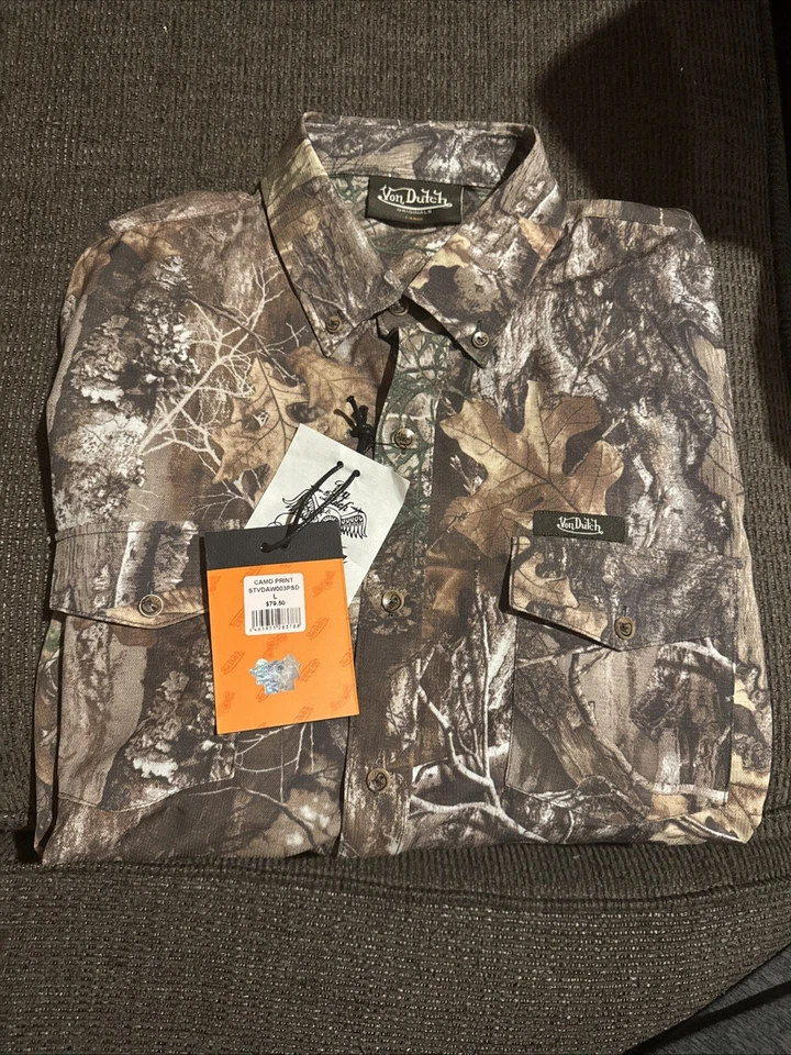 Von Dutch Originals Shirt Mens L Camouflage Button Down Long Sleeve Camo - Image 1 of 4
