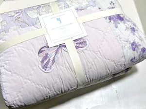 Pottery Barn Yvette Patchwork Pale Lavender Purple Gray Full Queen Quilt 2 Shams - Picture 1 of 4