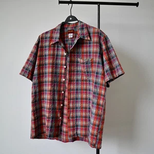 1990s Vintage BEAMS multicolor plaid seersucker shirt, L, 1950s inspired design - Picture 1 of 17