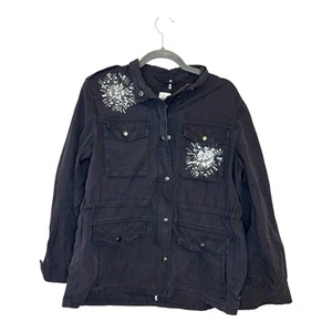 Chaqueta utilitaria GAP Moonless gris lentejuelas | Abrigo militar cargo con cuentas S nueva con etiquetas - Imagen 1 de 8