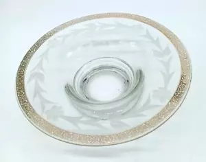 Vtg 1930s Elegant Glass Clear Etched Floral Gold Florentine Mayo Console Bowl - Picture 1 of 8