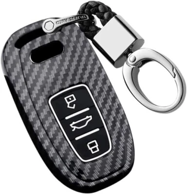 Fit 奥迪 A4 A5 A6 A7 A8 S7 3 按钮遥控 ABS 碳纤维钥匙链保护套 — 第 1/4 张图片