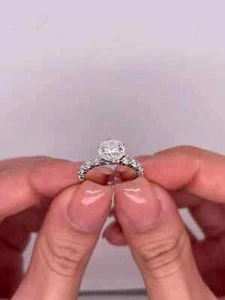 2Ct Round Cut Lab Created Diamond Women's Engagement Ring 14K White Gold Plated - Picture 1 of 3