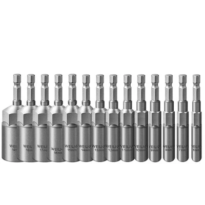 Extra Deep Bolt Nut Driver Bit Socket Impact 5mm-19mm Drill Bits 1/4" Hex Shank - Image 1 of 4