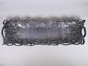 Vtg 1995 Arthur Court Rectangular Aluminum Serving Tray with Grape Clusters - Picture 1 of 7