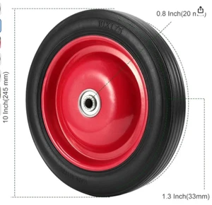 10" Semi-Pneumatic Flat Free Rubber Tire Wheel - Wheelbarrow Garden Cart - Picture 1 of 2