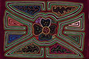 Maroon Tropical Rainforest Daisy Flower Mola - Bild 1 von 10