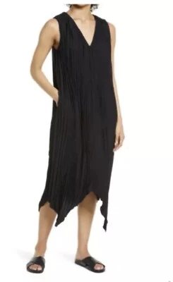 NORDSTROM  Pleated Georgette V-Neck Asymmetric Midi Dress XL. - Image 1 of 4