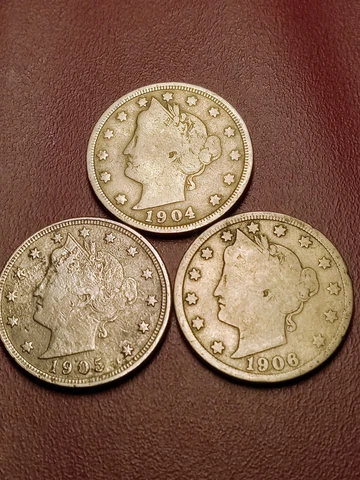 1904, 1905, 1906 Liberty V Nickels G-VG  (#V-92-171) Lot of 3 Cover