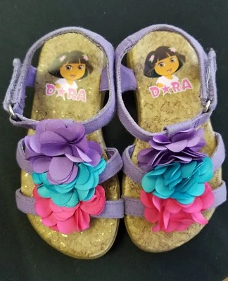Dora Floral Purple Teal Pink Flower Sandals Size 6.5 - Image 1 of 4