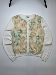 Women’s Silk Cardigan Moschino button up with pictures of flowers Size S - Picture 1 of 8