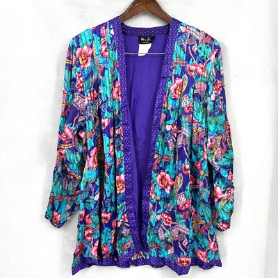Chaqueta De Colección Diane Freis Para Mujer Grande Púrpura Cuentas Floral Grannycore LEER Foto 1 de 4