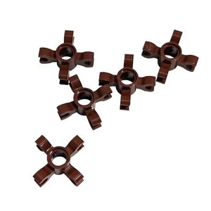 5 NEW LEGO Technic, Pin Connector Round, 4 Clips (Horizontal Grip) Reddish Brown - Picture 1 of 1