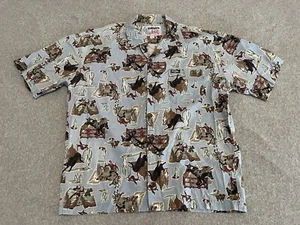 Vintage BC Ethic Biscuits & Gravy Button Up Shirt Cowboys & Indians USA Made XL - Picture 1 of 6