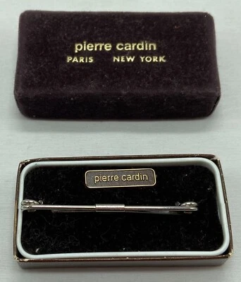 PIERRE CARDIN tie tack / pin - silver color - in box - 2.5" long - Image 1 of 4