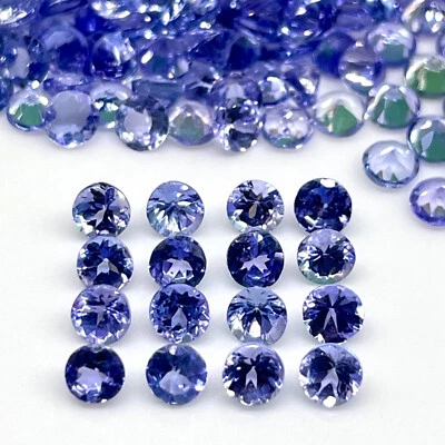 20 Pcs Natural Tanzanite 3mm Round Cut Dazzling Loose Wholesale Gemstones Lot - Image 1 of 4