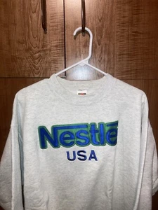 Nestle USA Heavy Cotton XL Fruit Of Loom Vintage Embroidered Graphic Sweatshirt - Picture 1 of 4