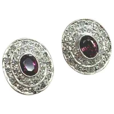 Oval Cut Red Ruby & Round White CZ 2.85 Carat Men's Amazing Cuff Links In Silver - Image 1 of 4
