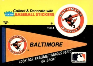 Baltimore Orioles Pennant 1986 Fleer - Team Stickers - Hack Wilson Back - Picture 1 of 2