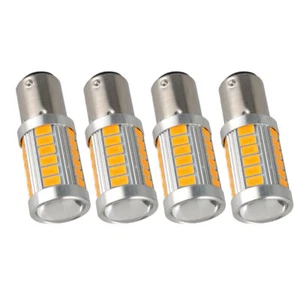 4PC 1157 33-SMD LED Tail Brake Stop Backup Reverse Turn Signal Light Bulbs Amber - Picture 1 of 10