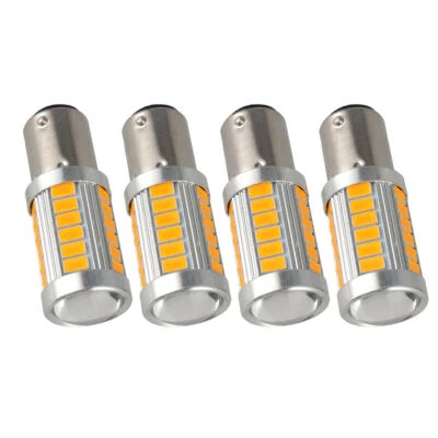 4PC 1157 33-SMD LED Tail Brake Stop Backup Reverse Turn Signal Light Bulbs Amber - Image 1 of 4