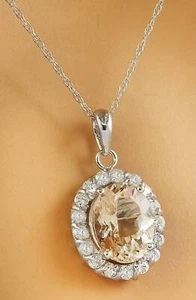 2.00 Carats Natural Pink Morganite and Diamond Pendant in 10k White Gold - Picture 1 of 3