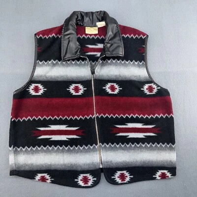 复古牧马人背心女式中号羊毛拉链阿兹特克 — 第 1/4 张图片