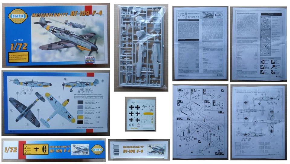 MESSERSCHMITT BF-109 F-4, Smer 1/72 model kit vintage modellismo Repubblica Ceca - Immagine 1 di 1