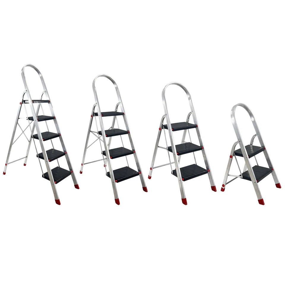 SCALA SGABELLO IN ALLUMINIO 2 3 4 5 GRADINI PIEGHEVOLE RESISTENTE SALVASPAZIO - Immagine 1 di 1